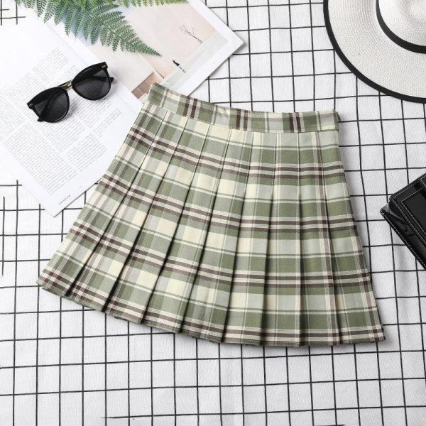 Green Plaid Pleated Skirt SD00697 - 1 - Kawaii Mix