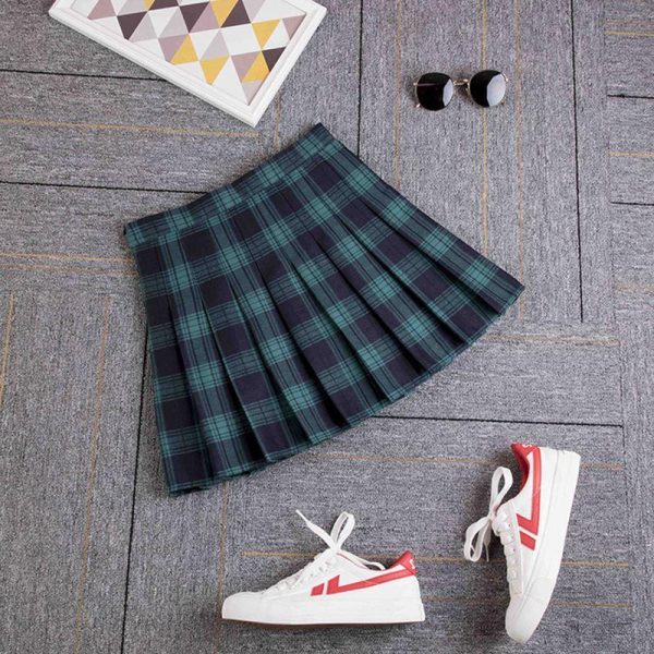 Green Plaid Pleated Skirt SD01505 - 1 - Kawaii Mix