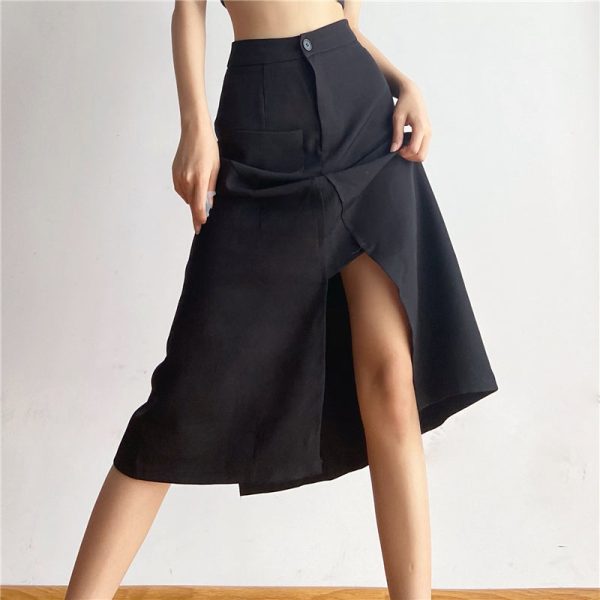 High Waist Black Long Skirt SD01939 - 1 - Kawaii Mix