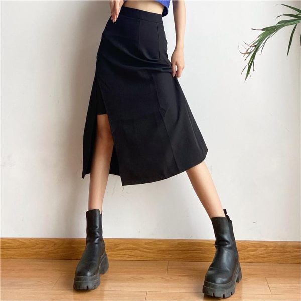 High Waist Black Long Skirt SD01939 - 3 - Kawaii Mix
