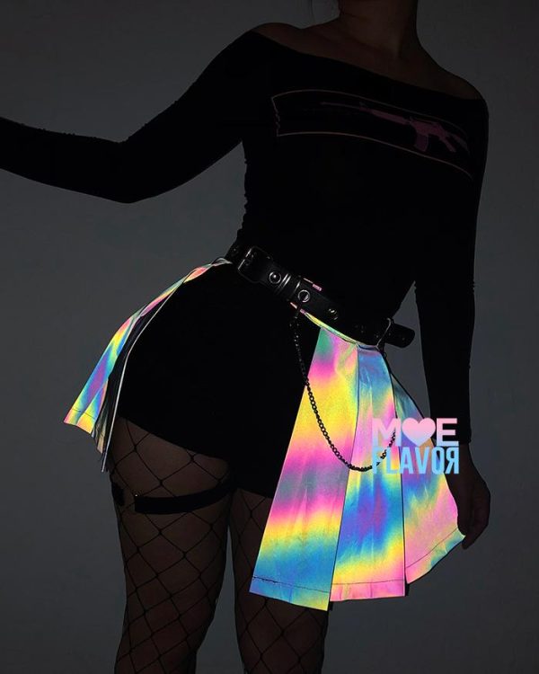 Reflective Rainbow K-Pop Open Skirt Shorts MF01780 - 3 - Kawaii Mix