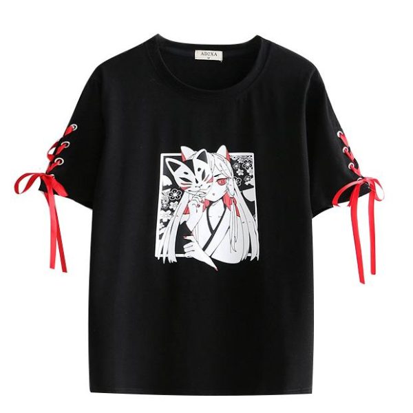 Kitsune Mask Girl T-shirt SD00360 - 2 - Kawaii Mix