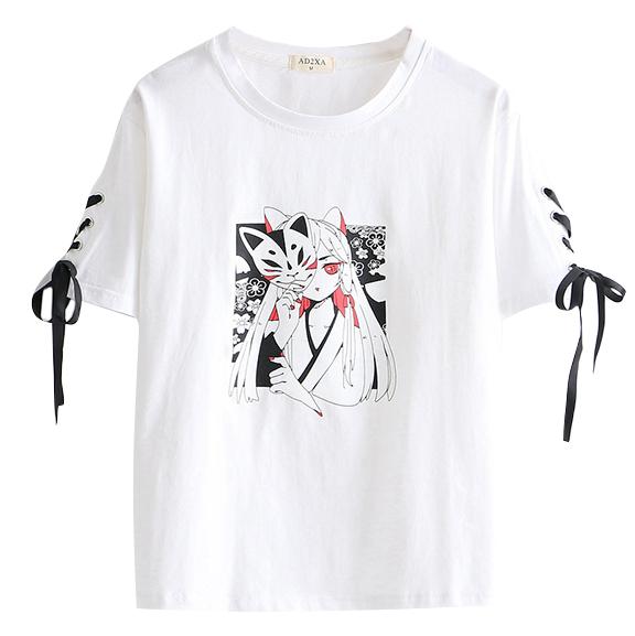 Kitsune Mask Girl T-shirt SD00360 - 3 - Kawaii Mix