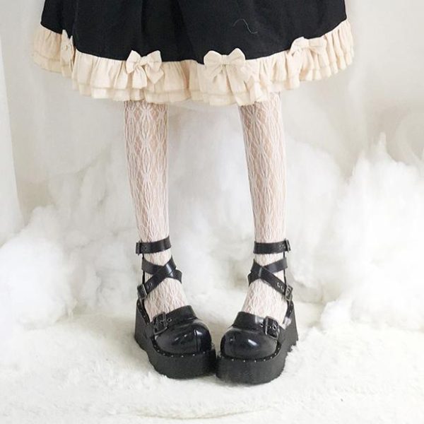 Black Lolita Cross Strap Buckle High-Platform Shoes SD00332 - 1 - Kawaii Mix