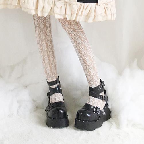 Black Lolita Cross Strap Buckle High-Platform Shoes SD00332 - 3 - Kawaii Mix