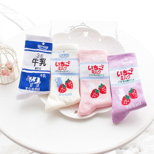 Strawberry Milk Cow Socks SD00614 - 1 - Kawaii Mix