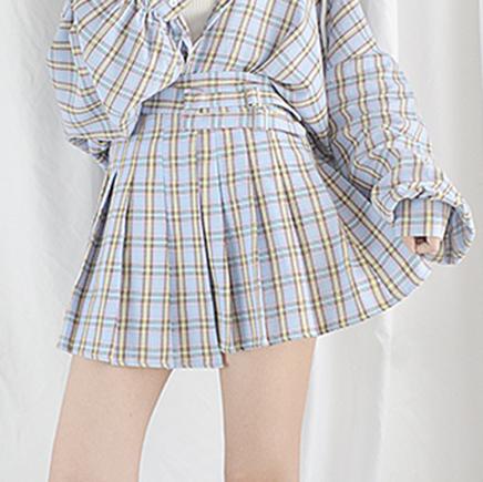 Plaid Double Strap High Waist Skirt SD00375 - 3 - Kawaii Mix