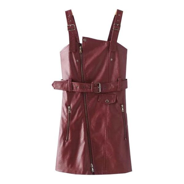 Leather Zipper Strap Shoulder-less Dress SD00133 - 10 - Kawaii Mix