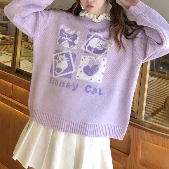 Knitted Honey Cat Sweater SD00560 - 1 - Kawaii Mix