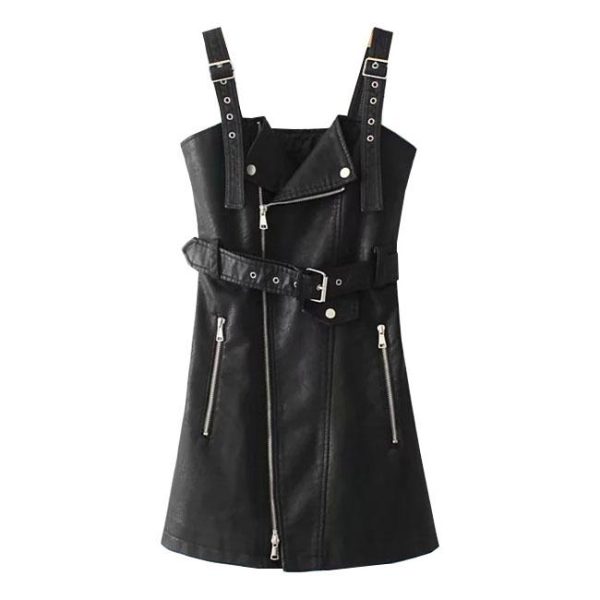 Leather Zipper Strap Shoulder-less Dress SD00133 - 11 - Kawaii Mix
