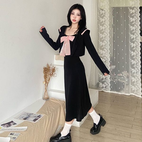 Black Long Sailor Hoodie Dress SD02068 - 1 - Kawaii Mix