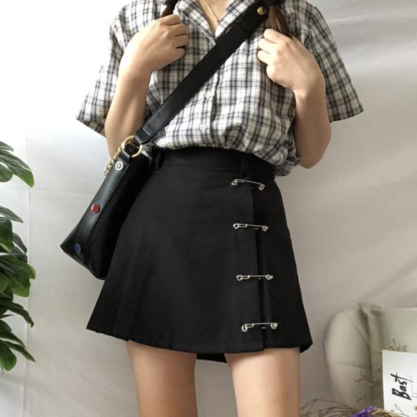 Safety Pin High Waist Skirt SD00335 - 5 - Kawaii Mix