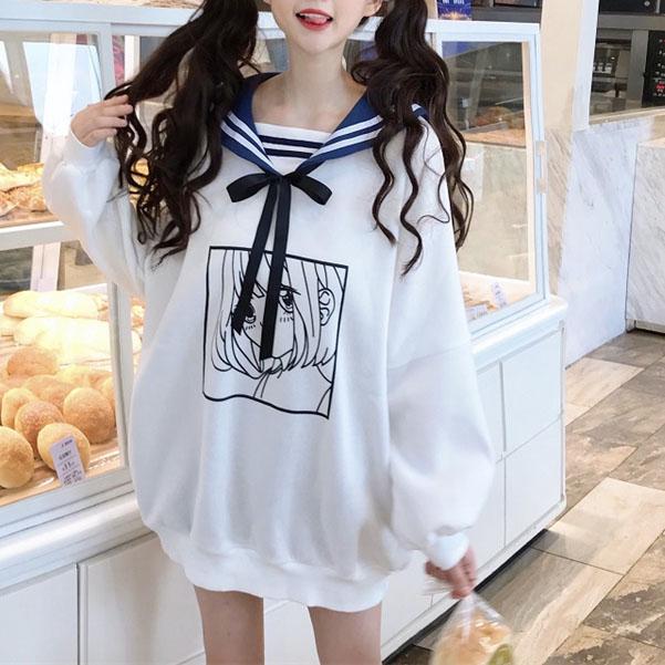 Sailor School Girl Anime Print Long Sweater SD00053 - 1 - Kawaii Mix