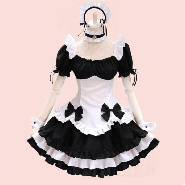 Kawaii Bow Black White Maid Dress SD00078 - 1 - Kawaii Mix