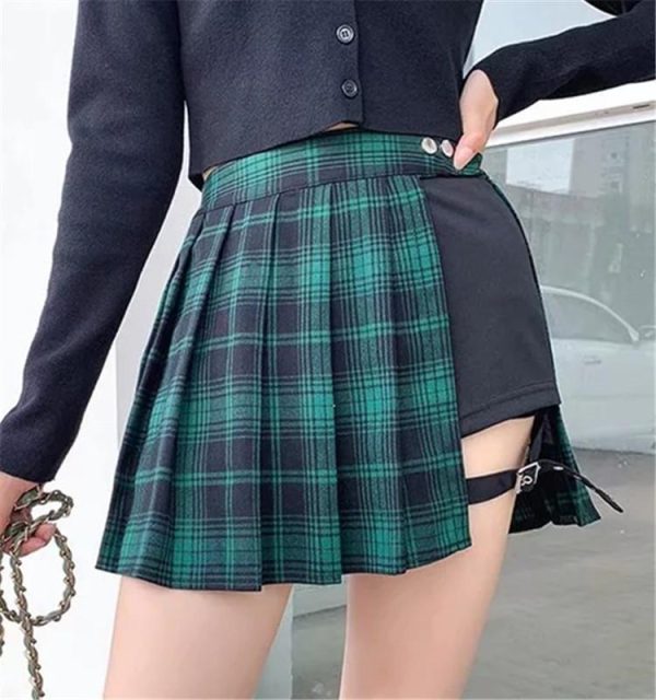 K-Pop Pleated Plaid Open Skirt Shorts SD00783 - 6 - Kawaii Mix