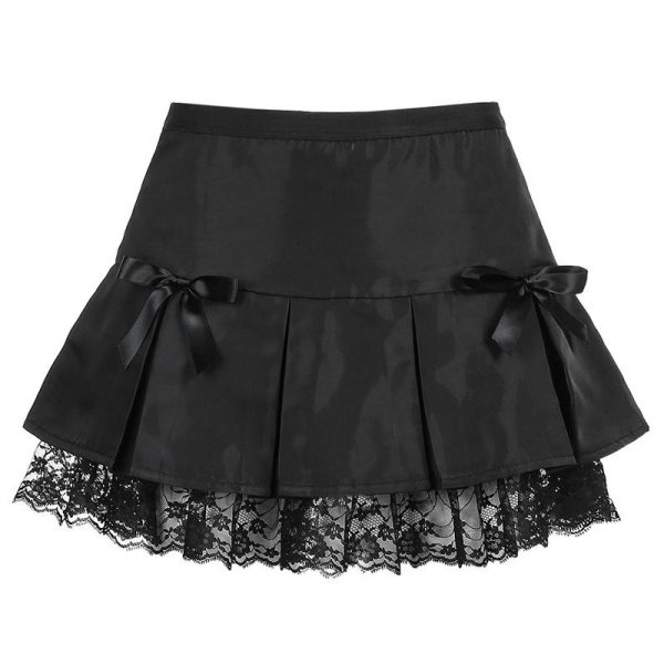 Pleated Bow Lace Up Skirt SD01933 - 1 - Kawaii Mix
