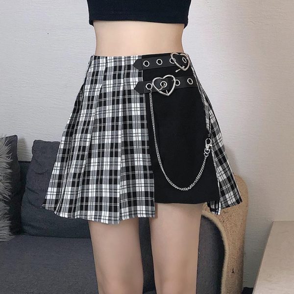 Punk Heart Buckle Plaid Skirt SD01103 - 3 - Kawaii Mix