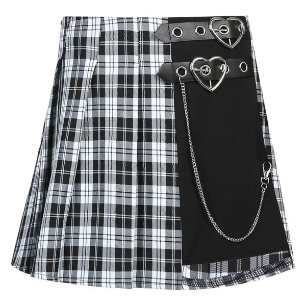 Punk Heart Buckle Plaid Skirt SD01103 - 2 - Kawaii Mix