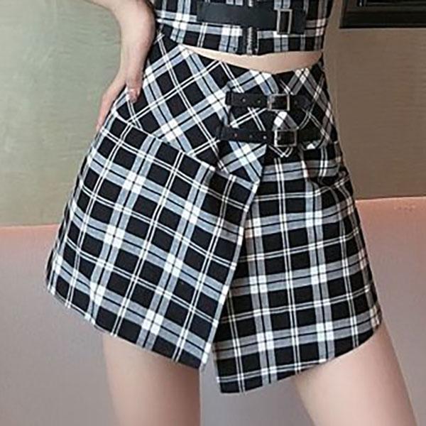 Retro Plaid Strap Matching Crop Top and Skirt SD00129 - 3 - Kawaii Mix