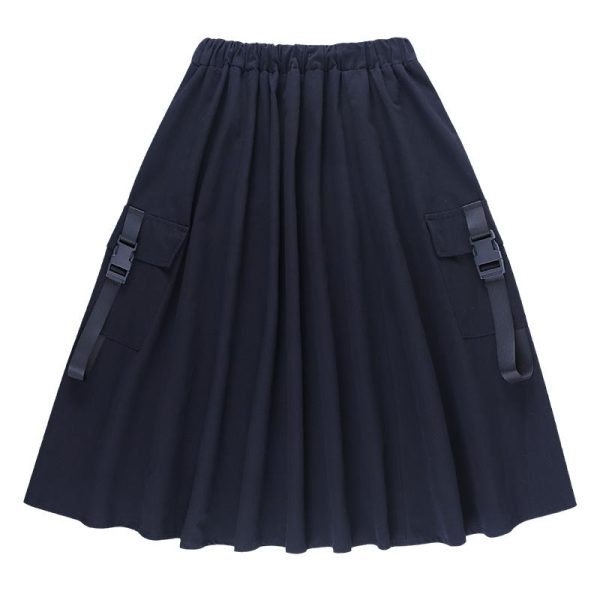 Strap Pocket High Waist Long Skirt SD00880 - 5 - Kawaii Mix
