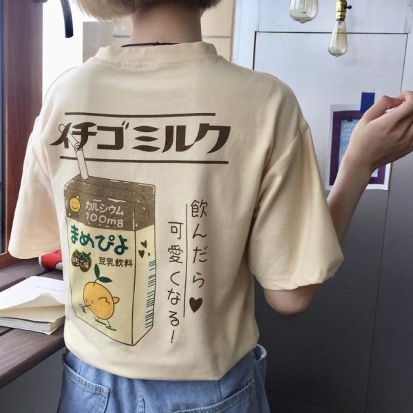 Japanese Strawberry Milk Drink T-shirt SD01435 - 6 - Kawaii Mix