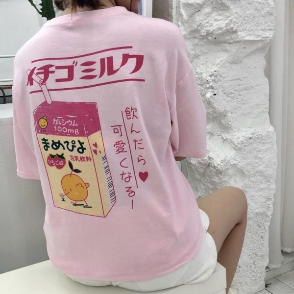 Japanese Strawberry Milk Drink T-shirt SD01435 - 3 - Kawaii Mix