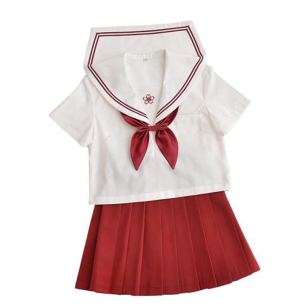 Red Sakura Blossom Embroidered School Uniform SD00840 - 6 - Kawaii Mix