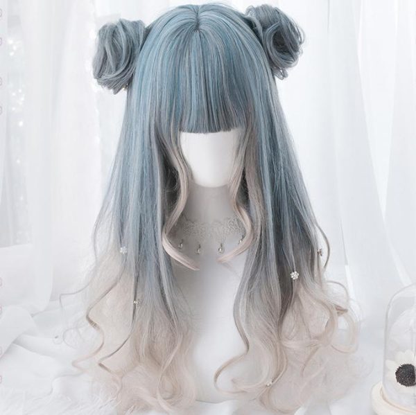 Blue Grey White Gradient Long Wig SD00200 - 1 - Kawaii Mix