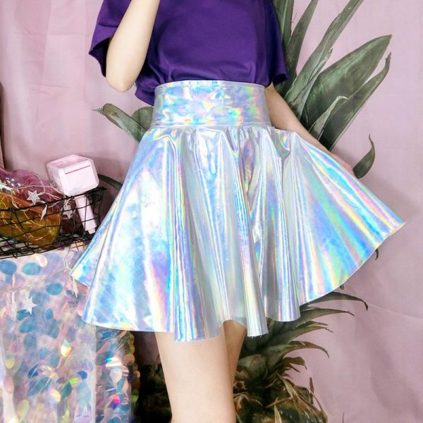 Holographic Laser High Waist Skirt SD00882 - 1 - Kawaii Mix