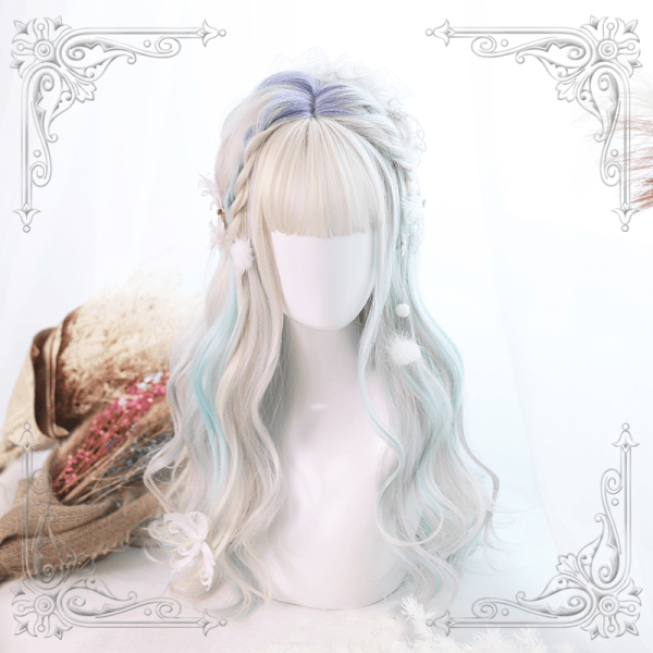 Colorful Candy Pastel Purple Blue White Wave Long Wig SD00209 - 1 - Kawaii Mix