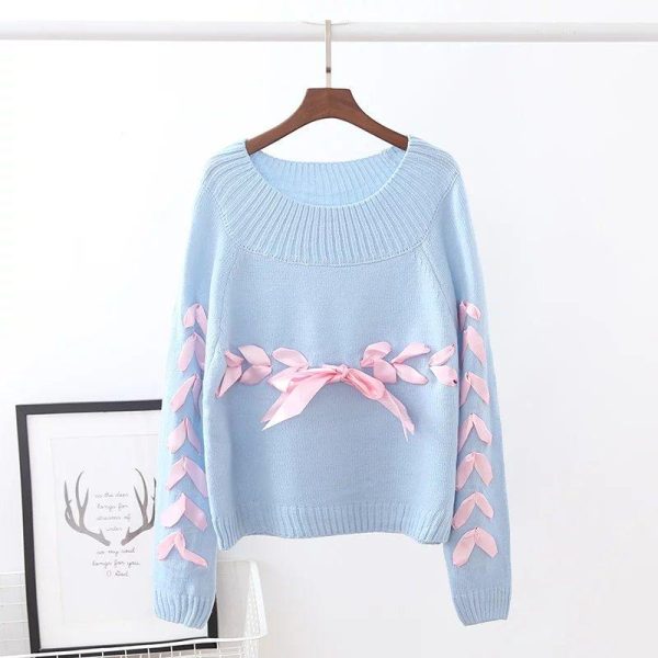 Pastel Ribbon Knitted Sweater SD00295 - 2 - Kawaii Mix