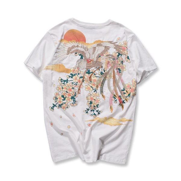 Blossom Cherry White Stork Embroidered T-shirt SD00502 - 8 - Kawaii Mix