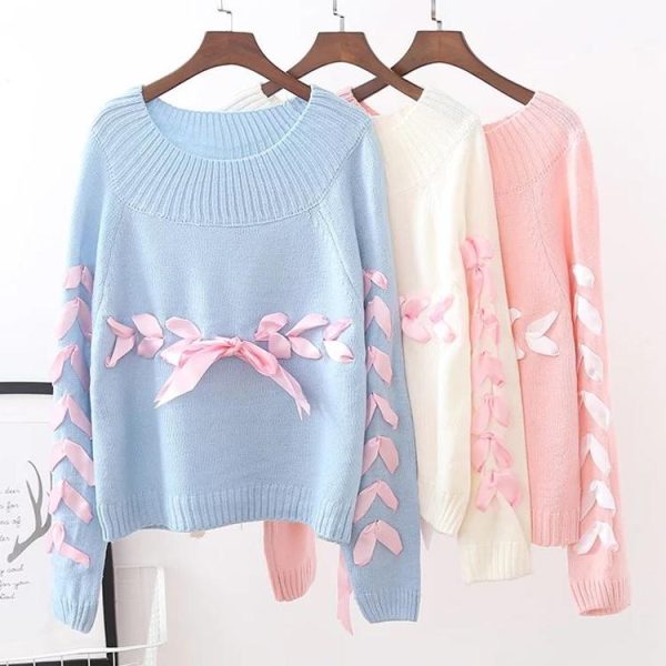 Pastel Ribbon Knitted Sweater SD00295 - 1 - Kawaii Mix