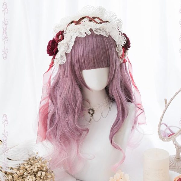 Red Purple Gradient Curly Long Wig SD00179 - 1 - Kawaii Mix
