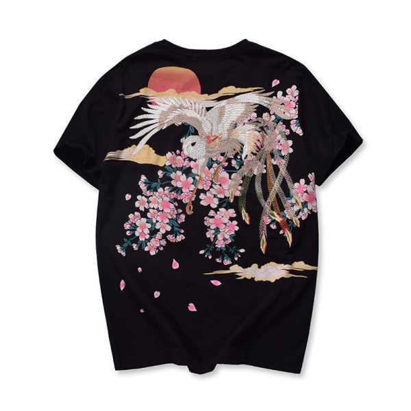 Blossom Cherry White Stork Embroidered T-shirt SD00502 - 9 - Kawaii Mix
