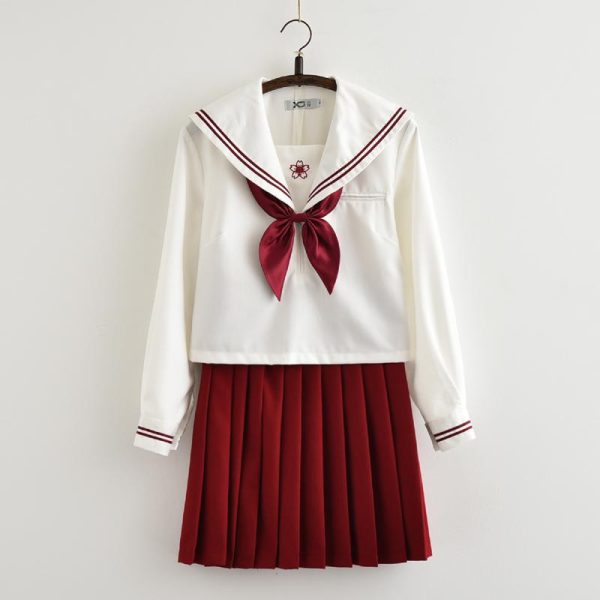 Red Sakura Blossom Embroidered School Uniform SD00840 - 5 - Kawaii Mix