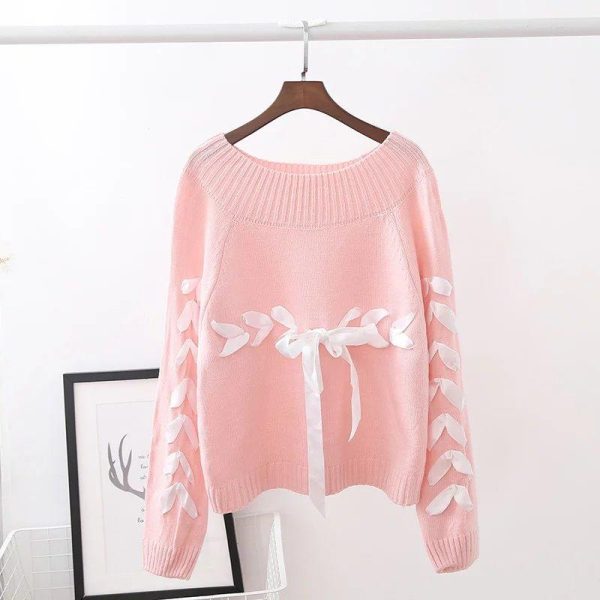Pastel Ribbon Knitted Sweater SD00295 - 4 - Kawaii Mix