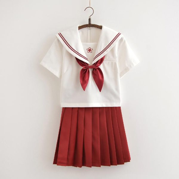 Red Sakura Blossom Embroidered School Uniform SD00840 - 4 - Kawaii Mix