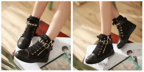 Black Straps Studs Sneakers Shoes SD02312 - 2 - Kawaii Mix